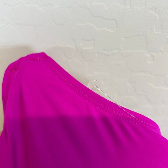 NWOT La Blanca Women's One Piece Swimsuit Single Shoulder Tummy Control Pink 14 - Picture 4 of 7